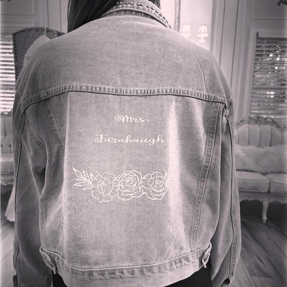 Custom Denim Jacket with Floral Design